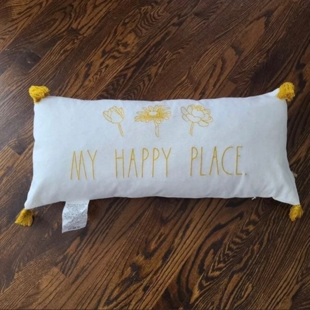 Rae Dunn MY HAPPY PLACE pillow. (Buy Now)